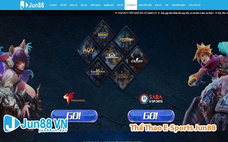 Sảnh thể thao E-Sports Jun88 siêu hấp dẫn